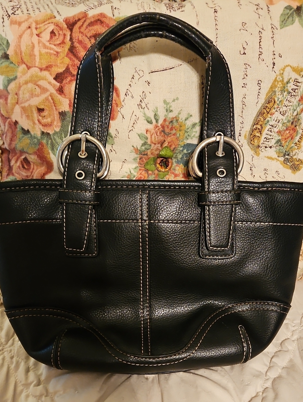 Classic Black Leather Tote Handbag